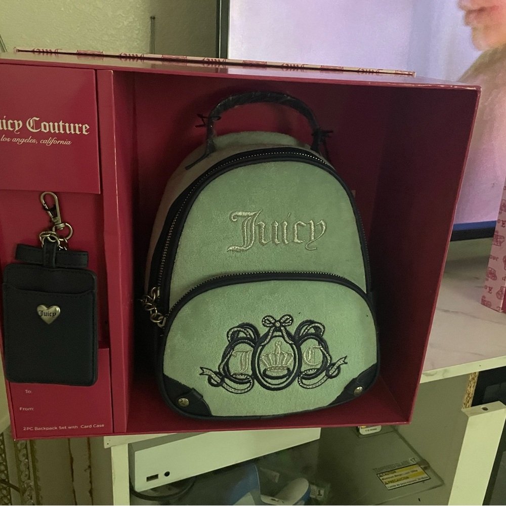 Juicy Couture Mint Backpack with Navy Details